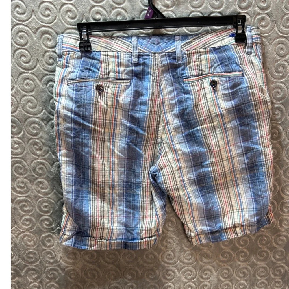 Tommy Bahama‎ Plaid Linen Blend Shorts Size 32 Blue Red White Casual
